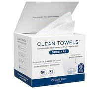 Clean Skin Club Clean Towels XL, 100% biologische gezichtsdoekjes, USDA-gecertificeerd, voor eenmalig gebruik, goedgekeurd door de Eczema Association, ultrazacht, 1 pak van 50 stuks