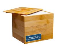 Clean Skin Club Contenedor de bambú de lujo con funda, incluye 50 toallas faciales desechables Clean Towels XL Original