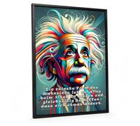 CLEAN SPORTS Albert Einstein Póster DIN A2 - Colorido mural con cita - Decoración de pared inspiradora - perfecto para oficina, salón y estudio - sin marco (DinA2)