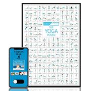 CLEAN SPORTS Póster de yoga DIN A1 con 168 asanas y poses de Hatha • Práctico póster de asanas para ejercicios en casa o en el estudio • Idea de regalo para principiantes y profesionales • Elegante