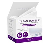 Clean Towels XL Healthy Aging™, suaviza arrugas y textura en 6 semanas, ultra suaves, toallas faciales desechables, desmaquillante seco anti-edad (50 uds, 1 paquete)