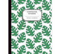 Clean Tropical 8x10” Notebook - 100 College Ruled Pages - Minimal Bright Green Palm Frond on White Background - for Everyday Writing, Journaling & Planning