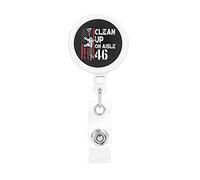 Clean Up On Aisle 46 Titular de la insignia retráctil Clip del carrete Titular de la tarjeta de identificación para enfermera Estudiante Trabajador de oficina