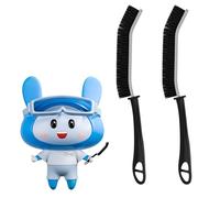 Cleangor Cepillo de cerdas duras para baño y Azulejos, Cepillo de Limpieza ergonómico con Cabezal Estrecho de 15° para Esquinas, Grietas, WC (2, Negro)