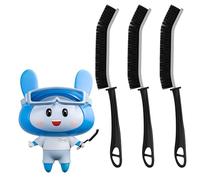 Cleangor Cepillo de cerdas duras para baño y Azulejos, Cepillo de Limpieza ergonómico con Cabezal Estrecho de 15° para Esquinas, Grietas, WC (3, Negro)