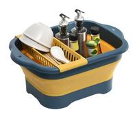 Cleaning Bucket Foldable Dish Pan, Portable Basin with Drain Plug, 10L Bowl for Kitchen RV Bathroom, Multi-Purpose Washing Container Camping Laundry Fishing Vegetables Picnic Travel