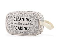 Cleaning is Another Word for Caring - Bolsa de maquillaje transparente para el equipo de limpieza, regalo de servicio de limpieza, Limpieza Cbag EU, Multifuncional:
