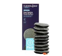Cleanlogic Detoxify Charcoal Infused Exfoliating Dual-Texture Facial Pads For Sensitive Skin, Removes Dirt, Oil And Makeup, Black/Grey, Vegan-Friendly - Pack of 9