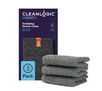 Cleanlogic Detoxify Charcoal Infused Exfoliating Stretch Cloths, Removes Dry, Damaged & Rough Skin, Vegan-Friendly- Pack of 3