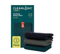 Cleanlogic Sport Exfoliating Stretch Cloths, Assorted Colors, Refreshes & Exfoliates Skin, Vegan-Friendly - Pack of 3
