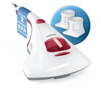 CLEANmaxx Aspirador de ácaros + 2 filtros EPA | Luz UV-C | Limpiador de colchones para alérgicos | Destruye el 99,9% de Las bacterias etc.