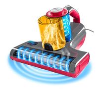 CLEANmaxx Aspirador rotatorio de ácaros con luz UV-C y filtro HEPA para alérgicos, aspiradora de mano para colchones, ultrasonidos y calor, destruye el 99% de todos los ácaros, bacterias