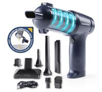 CLEANmaxx Aspiradora de mano con batería 2 en 1 con función de succión y soplador, aspiradora inalámbrica con filtro HEPA lavable, juego de aspiradora de mano, 2 cabezales y 5 boquillas, depósito de