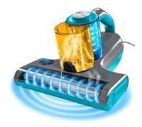 CLEANmaxx Aspiradora giratoria de ácaros con luz UV-C y filtro HEPA para alérgicos, aspiradora de mano para colchones, ultrasonido y calor, destruye el 99% de todos los ácaros y bacterias