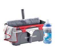 CLEANmaxx Juego de 13 limpiacristales Profesional, Incluye limpiacristales, Cubo, Concentrado, paño de Microfibra, etc.
