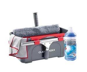 CLEANmaxx Juego de 13 limpiacristales Profesional, Incluye limpiacristales, Cubo, Concentrado, paño de Microfibra, etc.