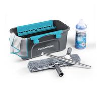 CLEANmaxx Juego de 7 limpiacristales para superficies de casa y coche, incluye limpiacristales, limpiacristales, limpiacristales, paño, cubo y 2 soportes para limpiaparabrisas y extractor