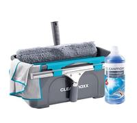 CLEANmaxx Juego de limpiacristales profesional, 13 piezas, juego profesional de limpieza de ventanas con limpiacristales, para casa, coche, etc. Incluye limpiacristales, limpiacristales, cubo
