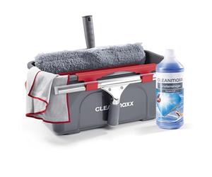 CLEANmaxx Limpiacristales, Set de 7 Piezas | Limpieza de Cristales sin Rayas | con limpiacristales, escobilla de Goma, Cubo, rascador y paño de Microfibra | Ideal para el hogar, el Coche, la Ducha