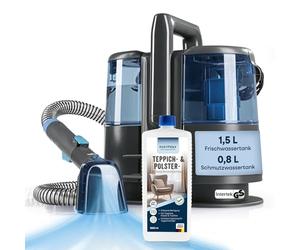 CLEANmaxx Limpiador de tapicería Pro Power, 600 W, color azul, potente aspiradora de lavado con doble depósito, para sofá, coche, alfombras, tapicería, incluye champú para eliminar las manchas