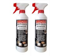 Cleanprince Limpiador antiamarilleo, 2 x 0,5 = 1 litro, concentrado contra el amarilleamiento de marcos de plástico para puertas de fibra de vidrio
