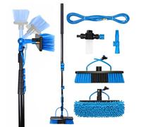 CleanRite® Kit Limpieza Placas Solares 7 m | Pértiga Telescópica con Cepillo y Agua | Depósito de Jabón | Cabezal Ajustable | Limpieza Paneles Fotovoltaicos, Techo | Negro