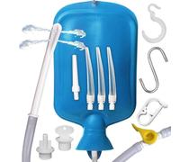 CLEANSTREAM Deluxe Shower Enema Kit for Men Women. Gran capacidad de bolsa, válvula de control ajustable, pantalones de 5 pies con 3 puntas únicas, fácil de usar. 13 piezas, 1 juego, azul.