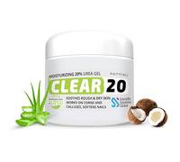 Clear 20, gel de urea al 20%, 4 onzas con árbol de té y aceite de coco, extracto de aloe vera, removedor de callos y maíz, hidrata y suaviza talones, pies, codos, manos, uñas, hidratación superior a