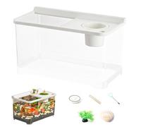 Clear Acrylic Aquarium - Small Fish Tank for Home Decoration, Office Relaxation with 360° Viewing, Compact Fish for Bedroom Living Room, Easy Setup Use,8 Inches 3 Color Led Lights
