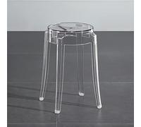 Clear Acrylic Backless Stackable Barstool for Kitchen Bathroom Living Room Bedroom and Office Navy Blue Modern Design 18" Height(Clear Transparent,46cm/18inch)