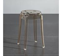 Clear Acrylic Backless Stackable Barstool for Kitchen Bathroom Living Room Bedroom and Office Navy Blue Modern Design 18" Height(Amber a,46cm/18inch)