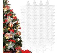 Clear Acrylic Christmas Ornaments Star - 80*76*2mm Christmas Star Decor - Clear Acrylic Ornaments - Transparent Hanging Bauble For DIY Painting Fillable Craft Tree Decoration Keepsake Gift Holiday Par