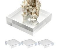 Clear Acrylic Display Blocks, 4-Piece Showcase Set, 3x3x1 Inch Polished Cubes, Versatile Jewelry Risers for Rings Bracelets Earrings, Elegant Gemstone and Figurine Stand, Durable Acrylic Display