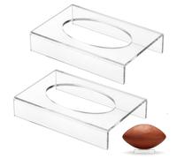 Clear Acrylic Football Stand - 2 Pieces Desktop Storage Rack, Ball Holder with Beveled Edges, Transparent Sphere Display with Stable Base, 2-Pack Pedestal, Modern Sports Decor for Home Living Room Bar