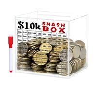Clear Acrylic Savings Box, Money Saving Challenge Bank, Coin Bank