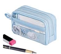 Clear Bag, Transparent Makeup, Large Capacity Pencil Case, Travel-Friendly Portable, Storage Pouch for Kids, Teens, College Students and Adults, Supplies Organization, 21 x 6.5 x 13 cm, azul, Siehe