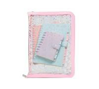 Clear Binder - 25 x 18 x 3 cm transparente - A5 PVC Binder | Tear-Off Pre-Adhesive Notebook | Zippered Planner Organizer | Sticker Booklet for Small Items Storage