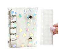 Clear Binder Cover - 7.5 Inch Transparent Covers For Loose Leaf Notebooks | Pvc Budget Notebook Casing Heart Pattern | Project Plan Cover Double Closure Replaceable Case. Pvc Metal.