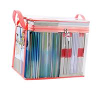 Clear Book Storage Bag, Transparent Clothes Organizer with Zipper and Carry Handles, Foldable PVC Storage Bags for Books, Garments, Towels, Linens, Seasonal Items, Closet Shelves, Travel or Moving