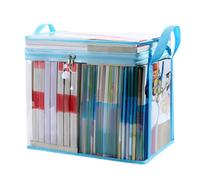 Clear Book Storage Bag, Transparent Clothes Organizer with Zipper and Carry Handles, Foldable PVC Storage Bags for Books, Garments, Towels, Linens, Seasonal Items, Closet Shelves, Travel or Moving