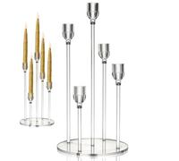 Clear Candlestick Holders - Long-Lasting Wedding Party Favors Clear Candelabra Centerpieces,Versatile Chic Decorative Table Centerpieces Decorative Candlestick Holder For LED Candles