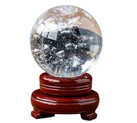Clear Crystal Ball with Stand - Real Quartz Crystal Sphere for Decoration - Quartz Crystals - Crystal Ball Decor,16cm