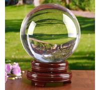 Clear Crystal Decorative Balls Glass Crystal Ball Fengshui Sphere Ornaments with Stand for Divination Photography Decor,A-15cm/5.9in