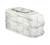 Clear Egg Storage Box - 2-Layer Stackable Automatic Rolling Eggs Organizer | Kitchen Egg Container With Dispenser Design | For Pantry, Cabinet, Countertop, Fridge & Restaurant Storage