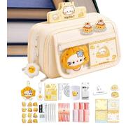 Clear Front Window Design: This pencil case with supplies uses a front tr
