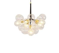 Clear Glass Globe Chandelier Glass Bubble Pendant Light Ceiling Suspension Lamp for Stairs Living Dining Room Bedroom Foyer Entryway Meeting Room Lighting Fixture (Color : Black(6 Lights))