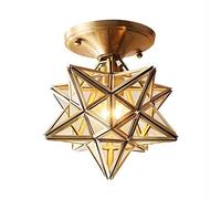 Clear Glass Moravian Star Techo Luz, Techo de Montaje de Altura de latón E27 para el Pasillo Interior Palabra de Pasillo Escalera de Estudio de la Sala de Estudio. 20 cm