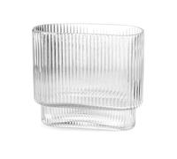 Clear Glass Vase Set of 3 - Modern Decorative Flower Holders | Stylish Transparent Fluted Containers for Wedding Tables, Mantle Decoration, Bookshelf Styling, Entryway Display, Dining Room Centerpiece