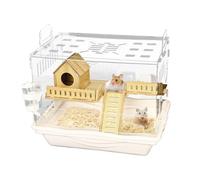 Clear Hamster Cage, Transparent Breathable Small Pet Home, Gerbil Habitat with Ventilation, Observation Cage for Hamster Lovers and Families, 14.57x11.81x11.02 Inches