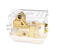 Clear Hamster Cage, Transparent Breathable Small Pet Home, Gerbil Habitat with Ventilation, Observation Cage for Hamster Lovers and Families, 14.57x11.81x11.02 Inches